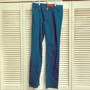 Hot Kiss Skinny Jean, Teal, size 5/27